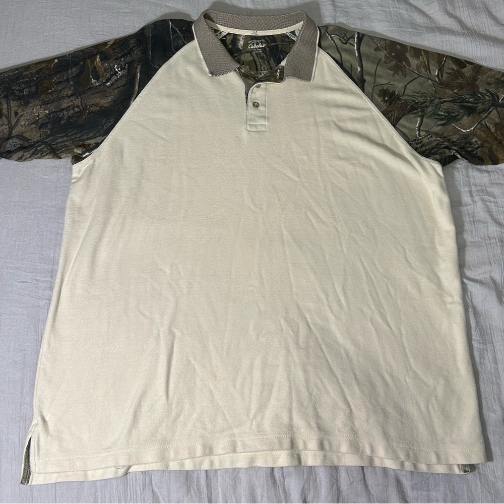 Cabela's Cream and Camouflage Men's Shirt